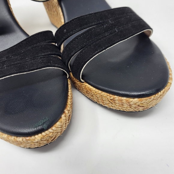Clorinda Antinori Espadrille Ankle Strap Wedge Black Suede Strap High Shoe 9 - Picture 6 of 11
